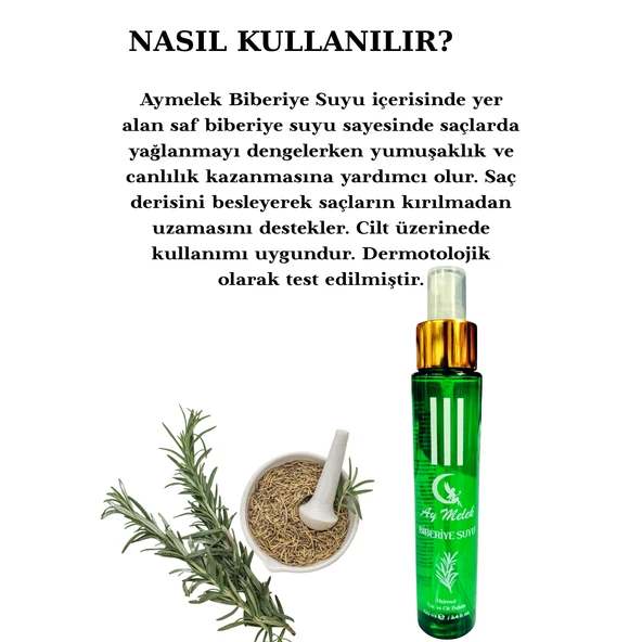 AYMELEK Biberiye Suyu Dökülme Karşıtı ve Saç Uzamasını Destekleyici %100 Doğal Saç Toniği - 2