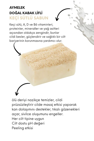 AYMELEK Sabun Doğal Kabak Lifli Keçi Sütü Özlü Sabun 130 Gr - 2