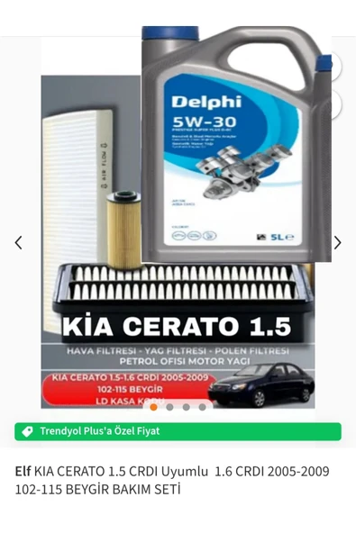 DELPHİ KIA CERATO 1.5 CRDI Uyumlu 1.6 CRDI 2005-2009 /102-115 BEYGİR BAKIM SETİ ürün görseli
