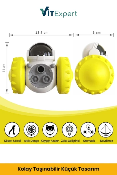 Vitexpert Yeni Nesil Köpek İnteraktif Mama Dağıtıcı Oyun Topu Mama Saklamalı Otomatik Ödül Maması Atıcı Robot - 4