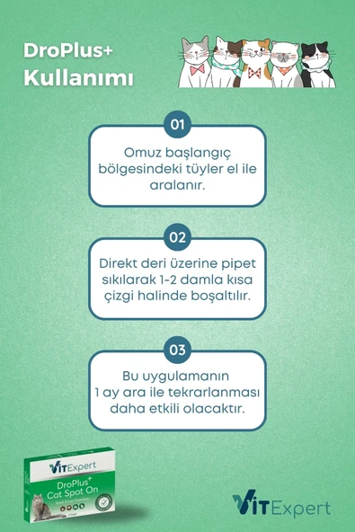 Vitexpert 2'li Set Kedi Iç Dış Anti Parazit Tüm Kediler Için Bitkisel 5 Damla Ve 2 Tablet Paketi - 5