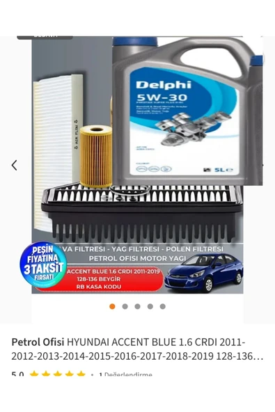 DELPHİ KOPYA - HYUNDAI ACCENT BLUE 1.6 CRDI 2011-2019 128-136 BEYGİR BAKIM SETİ ürün görseli