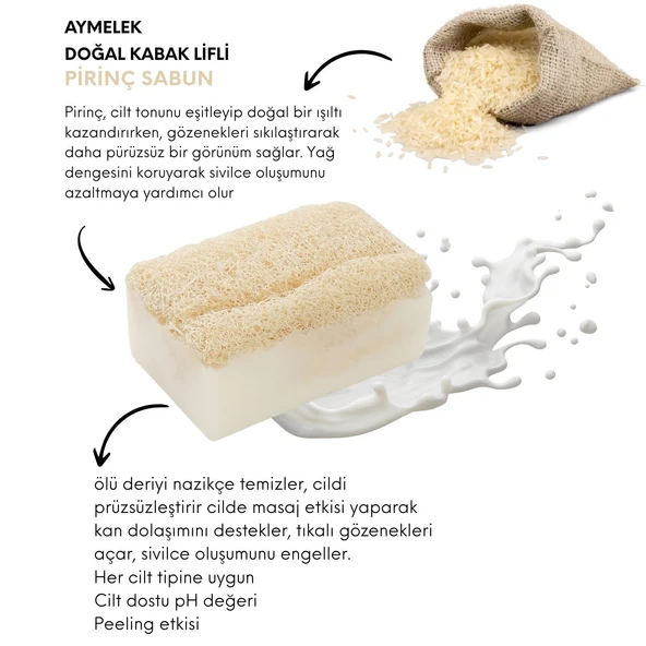 AYMELEK Prinç Sütü Özlü Doğal Kabak Lifli Güzellik Sabunu