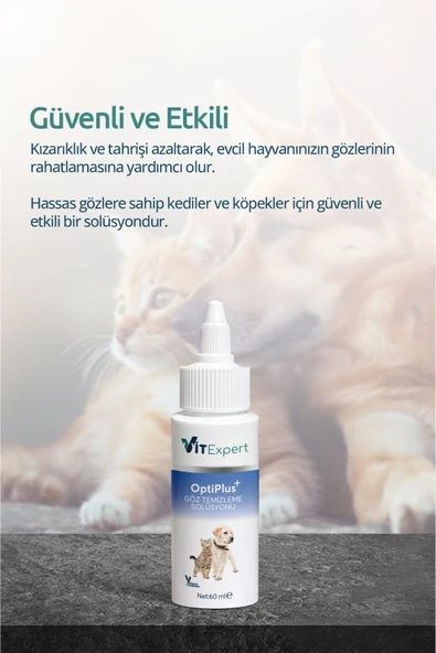 Vitexpert OptiPlus Kedi & Köpek Antibakteriyel Göz Temizleme Solüsyonu Alerji Kızarıklık Enfeksiyon Göz Bakımı - 6