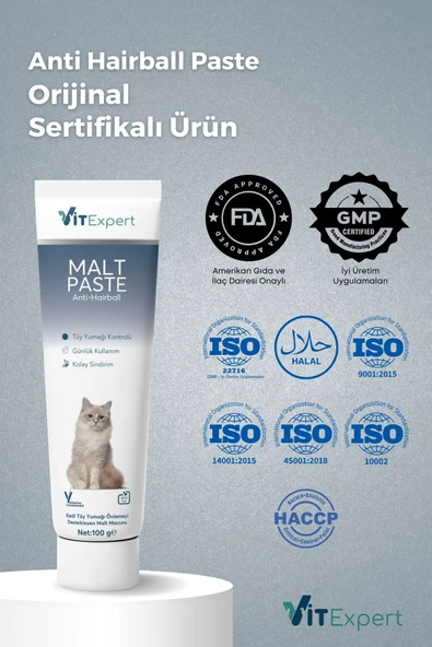 Vitexpert Anti Hairball Tüy Yumağı Önleyici Ve Sindirim Destekleyici Tüm Kediler Için Malt Paste Macun 100 gr - 3