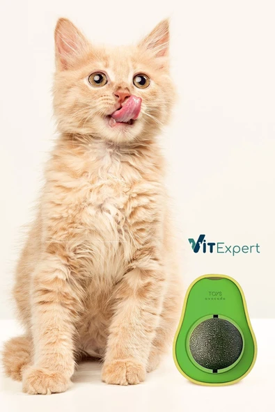 Vitexpert Doğal & Yenilebilir Kedi Nanesi Otu Avokado Kedi Çimi Özel Yapışkanlı 360° Dönen Catnip Yalama Topu - 5
