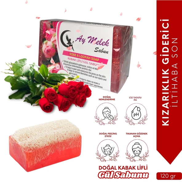 AYMELEK Sabun Doğal Kabak Lifli Gül Sabunu - 1