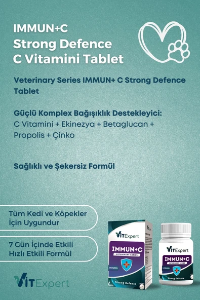 Vitexpert Immun C Strong Defence Kedi & Köpek Bağışıklık Sistemi Destekleyici Güçlendirici C Vitamini Tablet - 2
