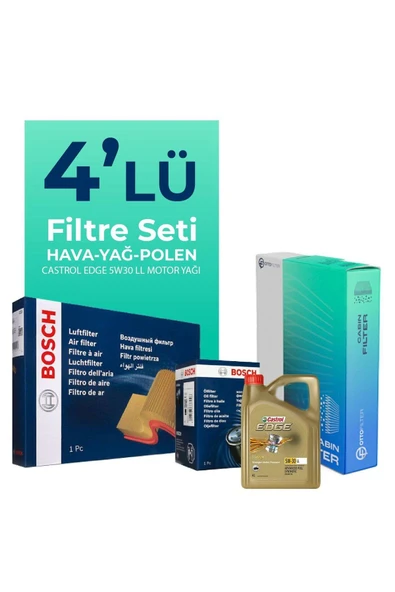 Bosch VW Tiguan 1.6 TDI Castrol Motor Yağlı Bakım Seti (2016-2019) 4 LU ürün görseli