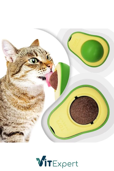 Vitexpert Doğal & Yenilebilir Kedi Nanesi Otu Avokado Kedi Çimi Özel Yapışkanlı 360° Dönen Catnip Yalama Topu - 6