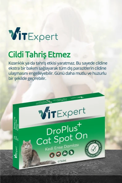 Vitexpert Droplus Kedi Damlası Pire Dış Parazit Bit Kene Deri Bakımı Için Bitkisel Damla ( 1-7 Kg ) 5 Tüp - 6
