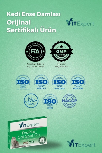 Vitexpert Droplus Kedi Damlası Pire Dış Parazit Bit Kene Deri Bakımı Için Bitkisel Damla ( 1-7 Kg ) 5 Tüp - 3