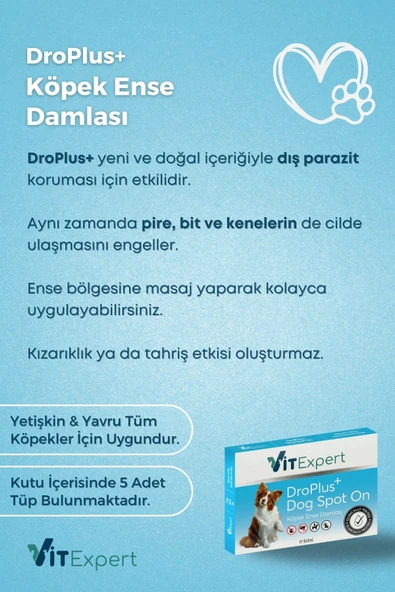 Vitexpert Droplus Köpek Damlası Dış Parazit Pire Kene Bit Ve Deri Bakımı Için Bitkisel Damla - 5 Tüp - 2