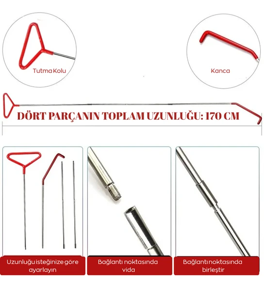 Trend Store Uzun Erişimli Araba Kapı Açma Kiti Şişme Hava Yastığı ve Kanca Aparatlı Otomatik Kapı Açıcı Seti - 6