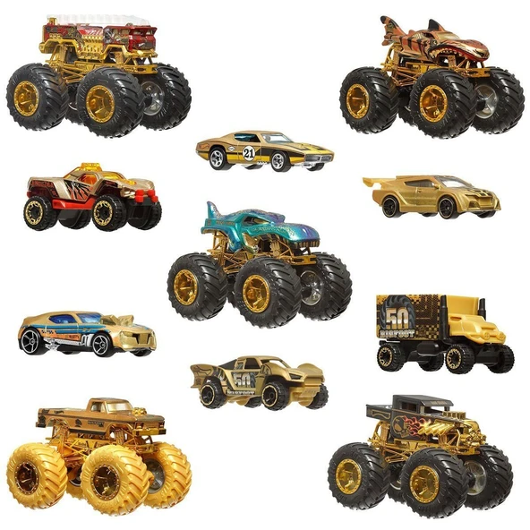 JDW07 Hot Wheels Monster Trucks Bigfoot Trophy Şampiyonları Araba ve Kamyon Çokl - 9