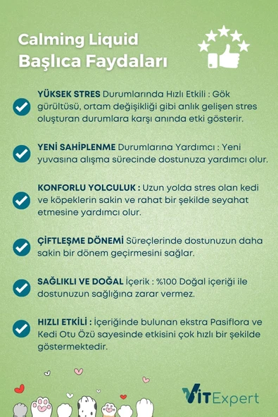 Vitexpert %100 Doğal Anti Stress Kedi Ve Köpekler Için Sakinleştirici Ve Rahatlatıcı Calming Liquid Damla 50ml - 4