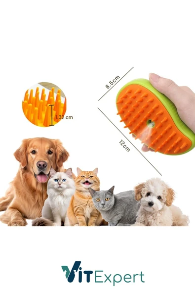 Vitexpert Yeni Nesil Şarjlı Buharlı Kedi & Köpek Tarağı Ultra Yumuşak Silikon Tüy Toplayıcı Yıkama Fırçası - 8