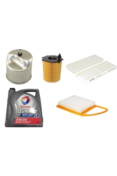 TOTAL Quartz Ineo Ecs 5w-30 4lt 3b 4lt Motor Yağ+peugeot 301 1.6 Hdı Filtre Bakım Seti Orijinal ürün görseli