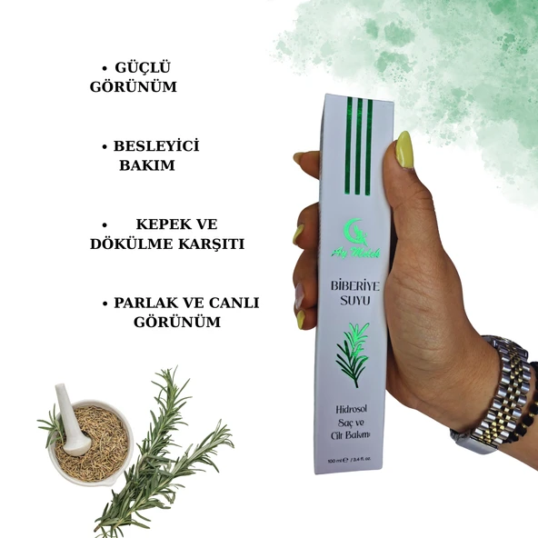 AYMELEK Biberiye Suyu (2 Adet) Dökülme Karşıtı ve Saç Uzamasını Destekleyici %100 Doğal Saç Toniği - 3