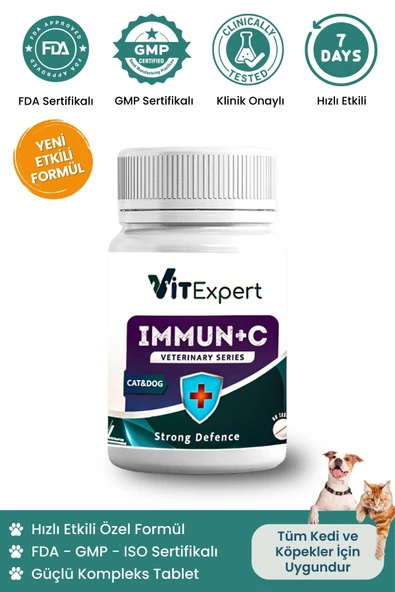 Vitexpert Immun C Strong Defence Kedi & Köpek Bağışıklık Sistemi Destekleyici Güçlendirici C Vitamini Tablet