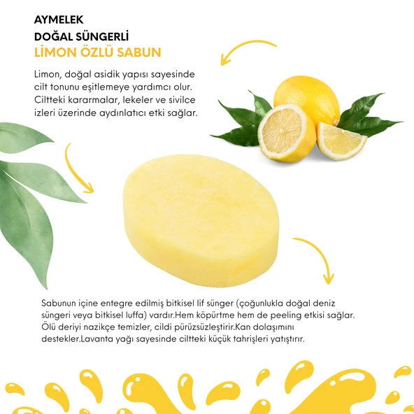 AYMELEK Limon Özlü Süngerli Doğal Güzellik Sabunu Yeni Kırışıklık Önleyici Etkili - 2