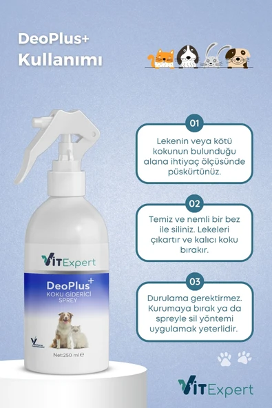 Vitexpert DeoPlus Bebek Pudrası Kokulu Kedi Kumu ve Tuvaleti Kötü İdrar Koku Giderici & Leke Çıkarıcı Sprey - 4