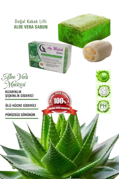 AYMELEK Aloe Vera Özlü Doğal Kabak Lifli Güzellik Sabunu Cilt Kırışıklık Önleyici Etkili - 2