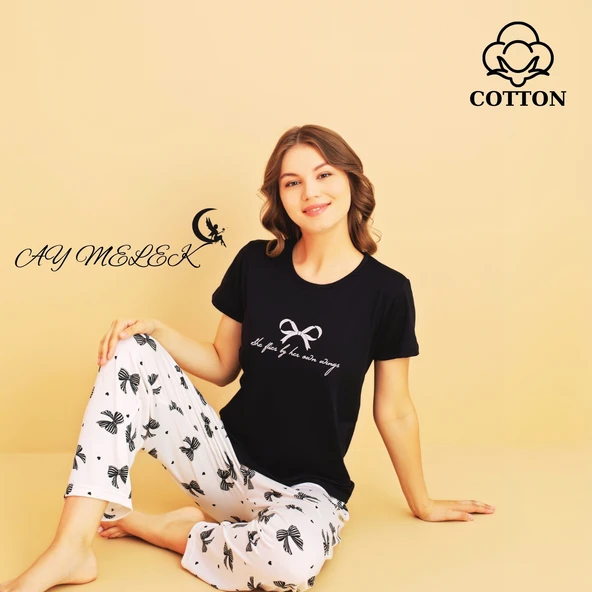 AYMELEK Kadın Pijama Takımı Pamuklu Lüx Pijama Seti - 1
