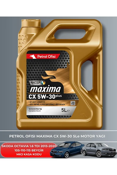 Petrol Ofisi SKODA OCTAVIA 1.6 TDI 2013-2014-2015-2016-2017-2018-2019-2020 105-110-115 FİLTRE - YAĞ BAKIM SETİ - Resim 5