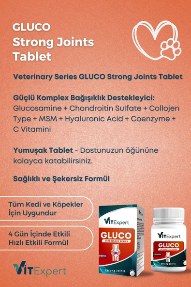 Vitexpert 2'li Set Bağışıklık ve Eklem Destekleyici Tablet Tüm Kediler İçin C Vitamini + Glukozamin Özel Paket - 4
