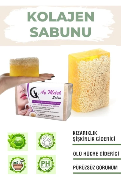 AYMELEK Kalojen Özlü Doğal Kabak Lifli Güzellik Sabunu Cilt Kırışıklık Önleyici Etkili - 3