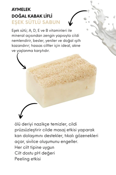 AYMELEK Sabun Doğal Kabak Lifli Eşek Sütü Özlü Sabunu - 2