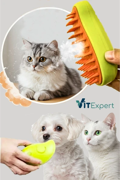 Vitexpert Yeni Nesil Şarjlı Buharlı Kedi & Köpek Tarağı Ultra Yumuşak Silikon Tüy Toplayıcı Yıkama Fırçası - 5