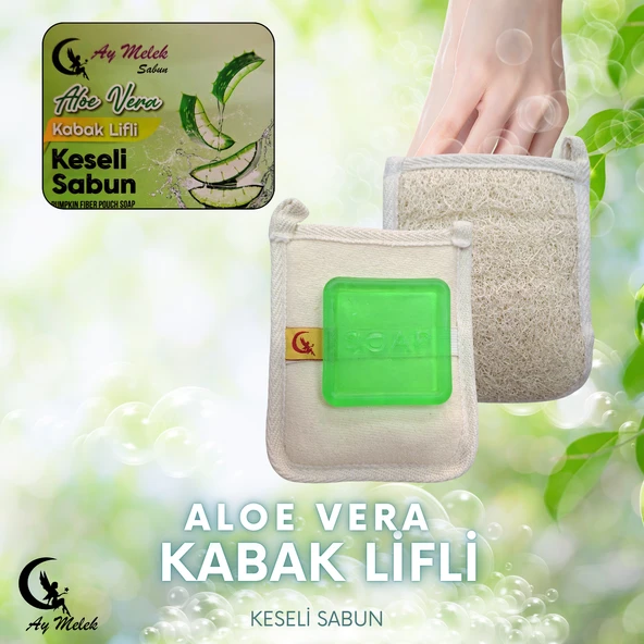 AYMELEK Doğal Kabak Lifli Aloe Vera Sabun Seti Doğal Kabak Lifi Banyo Kesesi - Kabak Lifli Yüz Kesesi - 2