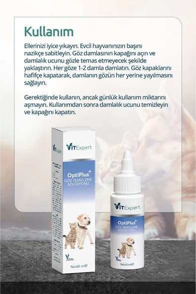 Vitexpert OptiPlus Kedi & Köpek Antibakteriyel Göz Temizleme Solüsyonu Alerji Kızarıklık Enfeksiyon Göz Bakımı - 5