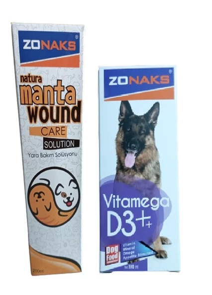 Köpekler İçin Vitamin D3 100 ml Ve Natura Manta Wound Care Solüsyon 200 CC (Yara BAkım Solüsyonu ) ürün görseli