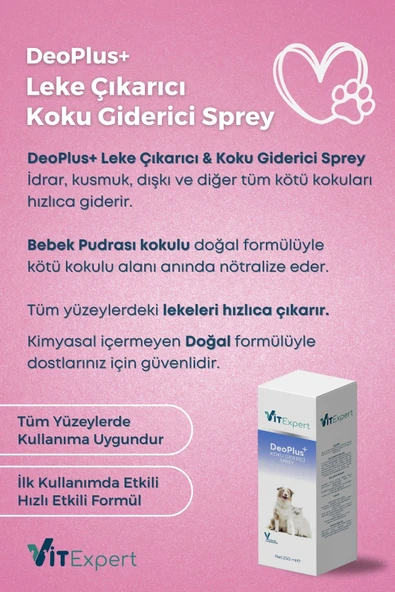 Vitexpert DeoPlus Bebek Pudrası Kokulu Köpek İdrar Tuvalet Çişi Koku Giderici Leke Çıkarıcı Çok Amaçlı Sprey - 2