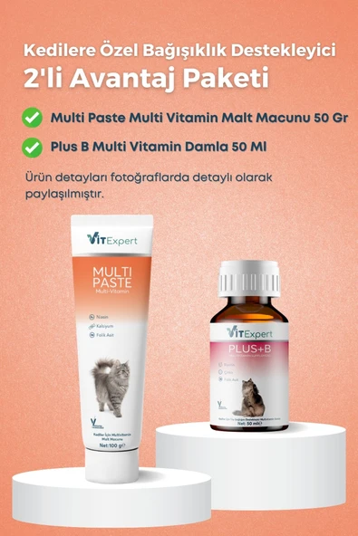 Vitexpert 2'li Set Bağışıklık Güçlendirici Damla + Malt Tüm Kediler İçin Bağışıklık Destekleyici Özel Paket - 2