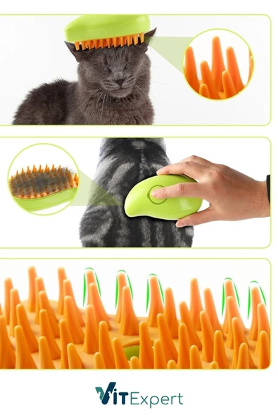Vitexpert Yeni Nesil Şarjlı Buharlı Kedi & Köpek Tarağı Ultra Yumuşak Silikon Tüy Toplayıcı Yıkama Fırçası - 6
