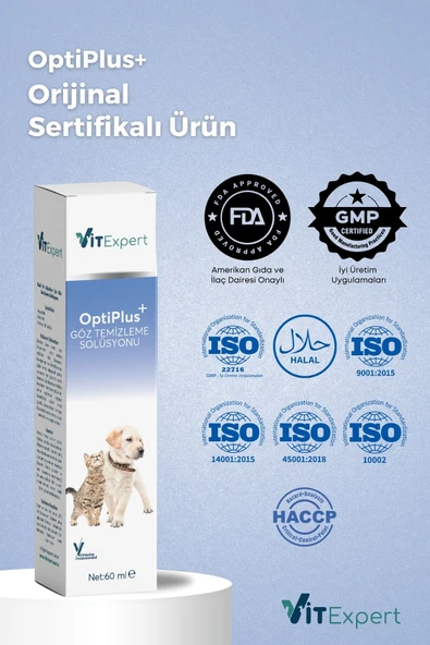 Vitexpert OptiPlus Kedi & Köpek Antibakteriyel Göz Temizleme Solüsyonu Alerji Kızarıklık Enfeksiyon Göz Bakımı - 3