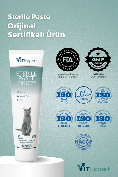 Vitexpert Sterile Paste Kısırlaştırılmış Kediler Için Multi Vitamin Ve Mineralli Kısır Kedi Malt Macun 100 gr - 3
