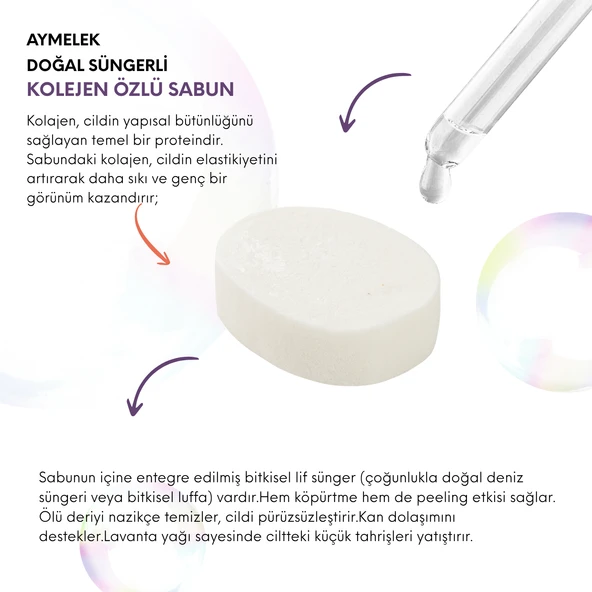 AYMELEK Kalojen Özlü Süngerli Doğal Güzellik Sabunu Cilt Kırışıklık Önleyici Etkili - 2
