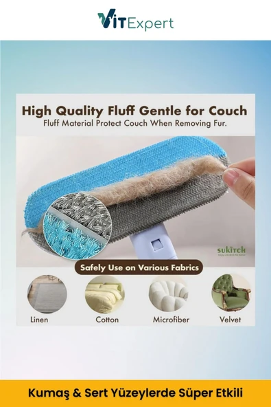 Vitexpert Yeni Nesil Çok Fonksiyonlu Kedi Köpek Tüyü Toplayıcı Koltuk Halı Kıl Tüy Alma & Temizleme Fırçası - 3