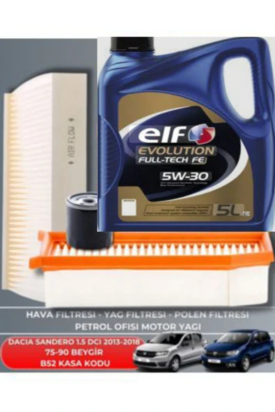 Sardes DACİA SANDERO 1.5 DCI 2013,2018+ELF 5W-30 5LT ürün görseli
