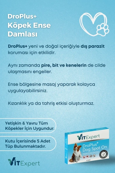 Vitexpert 2'li Set Köpek İç Dış Anti Parazit Tüm Köpekler İçin Bitkisel 5 Damla ve 2 Tablet Paketi - 4