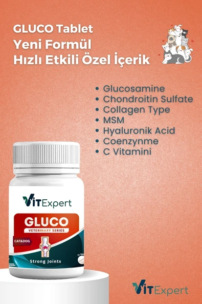 Vitexpert Kedi Ve Köpekler Için Glukozamin Eklem Sağlığı Destekleyici Lezzetli Yumuşak Gluco Tablet 60'lı - 6