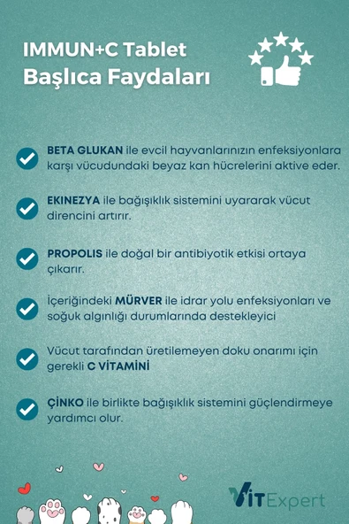 Vitexpert Immun C Strong Defence Kedi & Köpek Bağışıklık Sistemi Destekleyici Güçlendirici C Vitamini Tablet - 4