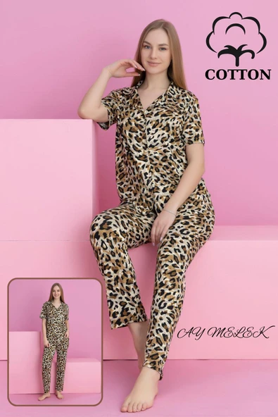AYMELEK Kadın Pijama Takımı %100 Pamuklu Gömlek ve Pijama Seti - 6
