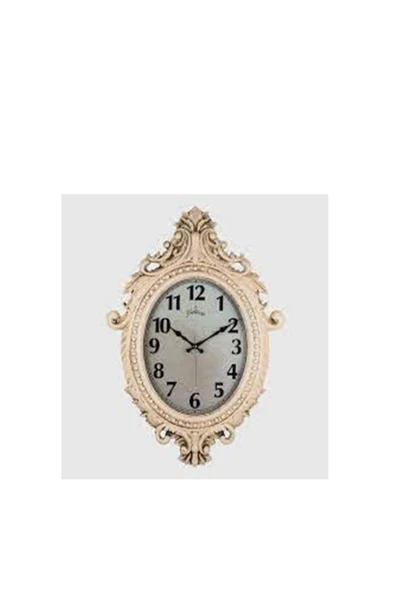 Galaxy DUVAR SAATİ ALTIN SARISI ÇERÇEVE İÇİN KREM RENGİ (ÇAP:73cm x 54cm) VİNTAGE TAÇLI+EKSİTME DEKORATİF - 1