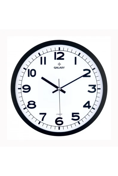 Galaxy Duvar Saati Siyah Çerçeve Çap:29.5cm Akrilik Boyalı Abs Çerçeve Mineral Cam Sess - 1
